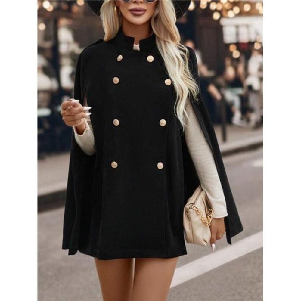 Double Breasted Cloak Sleeve Coat
